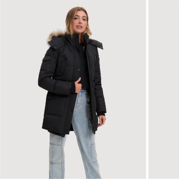 Noize Jackets & Blazers - NOIZE | black warm parka w faux fur detachable hood